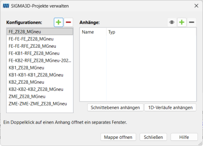 Dialog „SIGMA3D-Projekte verwalten“