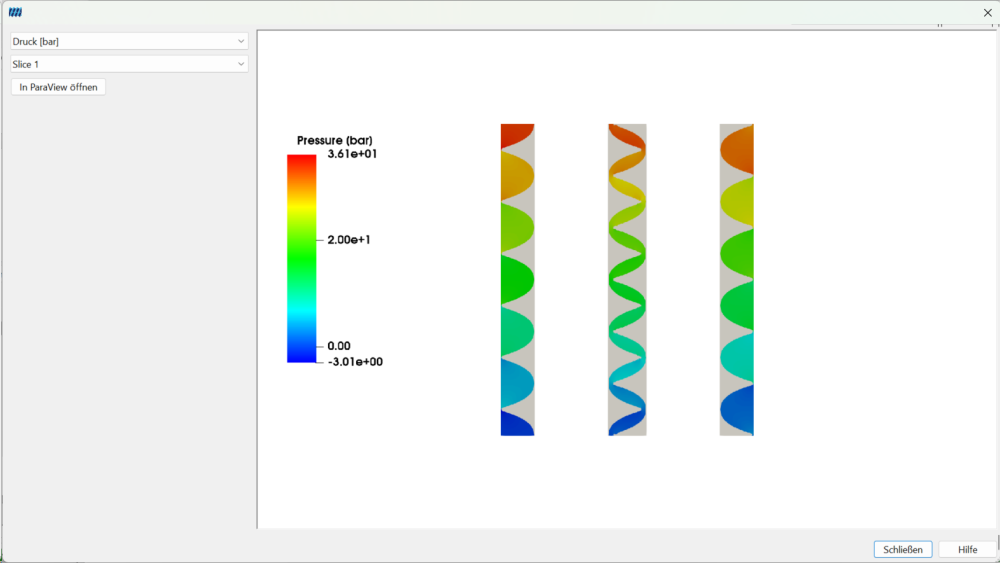 Beispiel Slice-Viewer: Druckverteilung in mehreren Schnitten