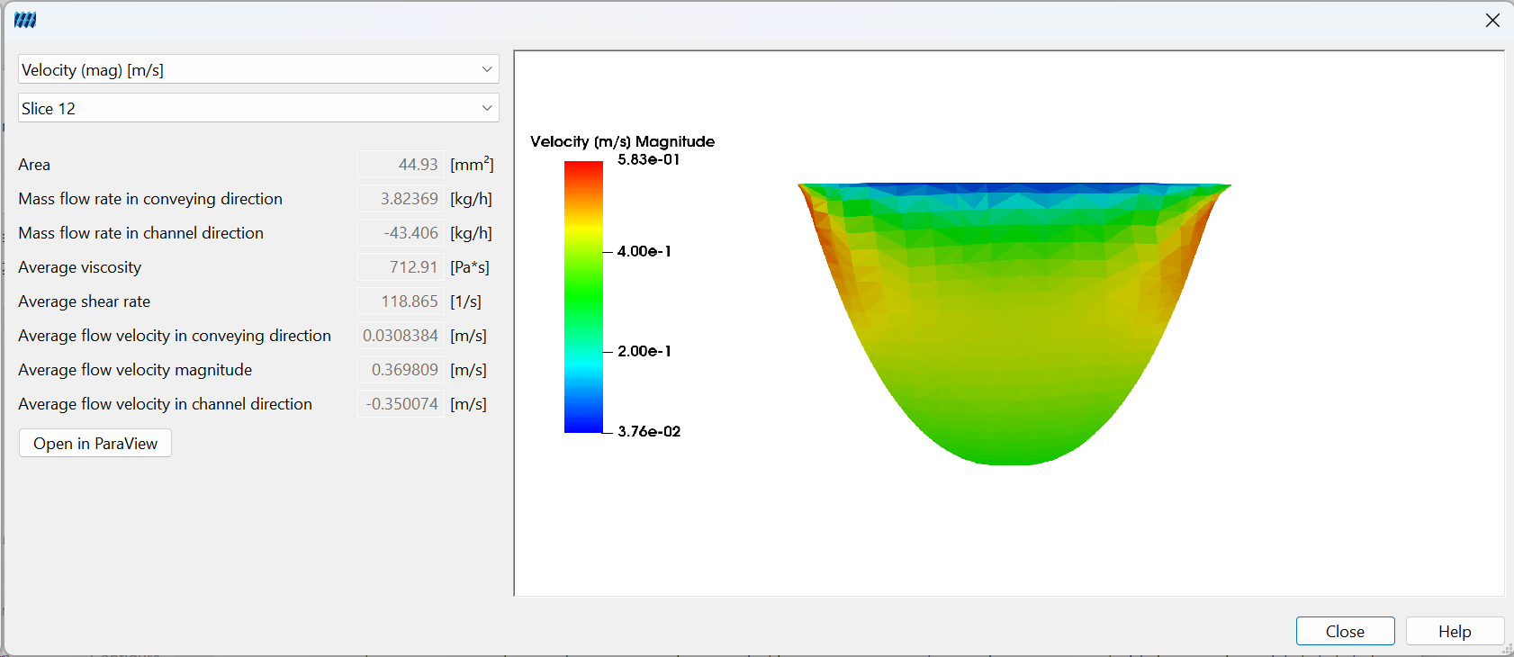 Example slice viewer: velocity contour with averaged quantities