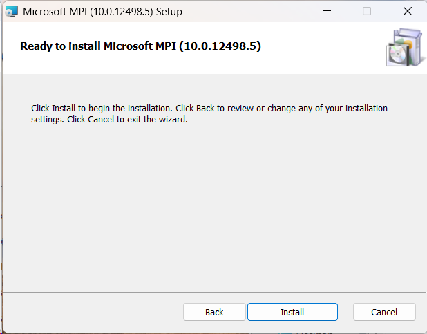 **Ready to install:** Installation mit **Install** starten.