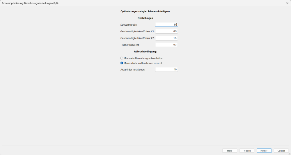 Prozessoptimierung – Berechnungseinstellungen Optimierungsstrategie (6/8) Prozessoptimierung – Berechnungseinstellungen Optimierungsstrategie (6/8)