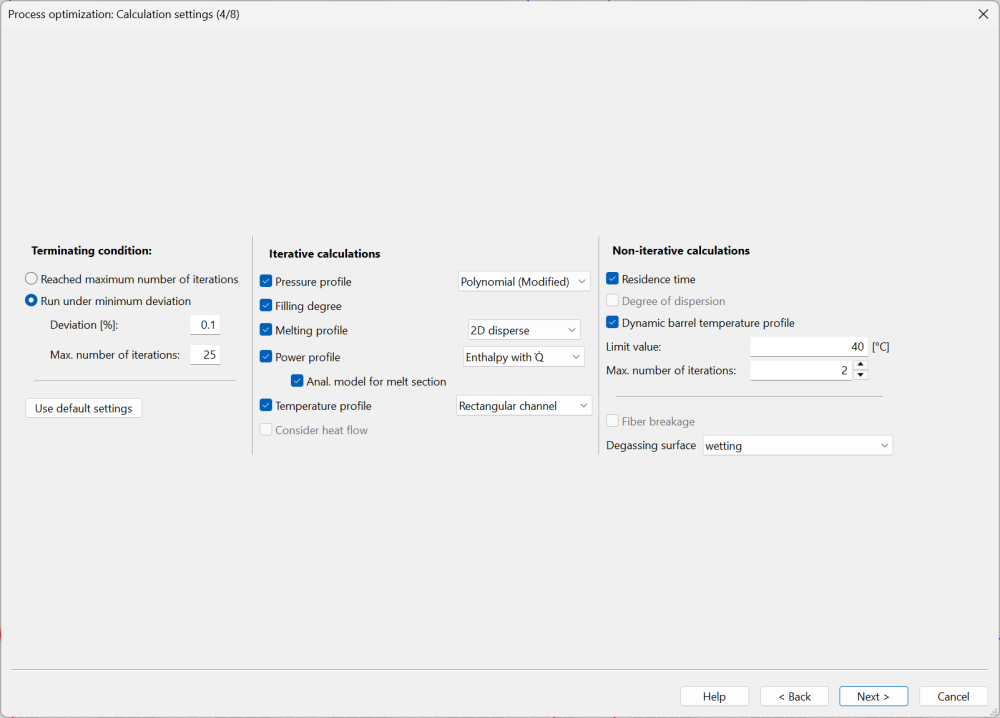Process optimization – Calculation settings (4/8) Process optimization – Calculation settings (4/8)