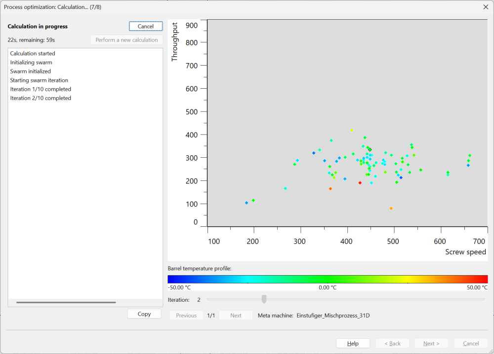 Process optimization – Calculation / Swarm optimization (7/8) Process optimization – Calculation / Swarm optimization (7/8)