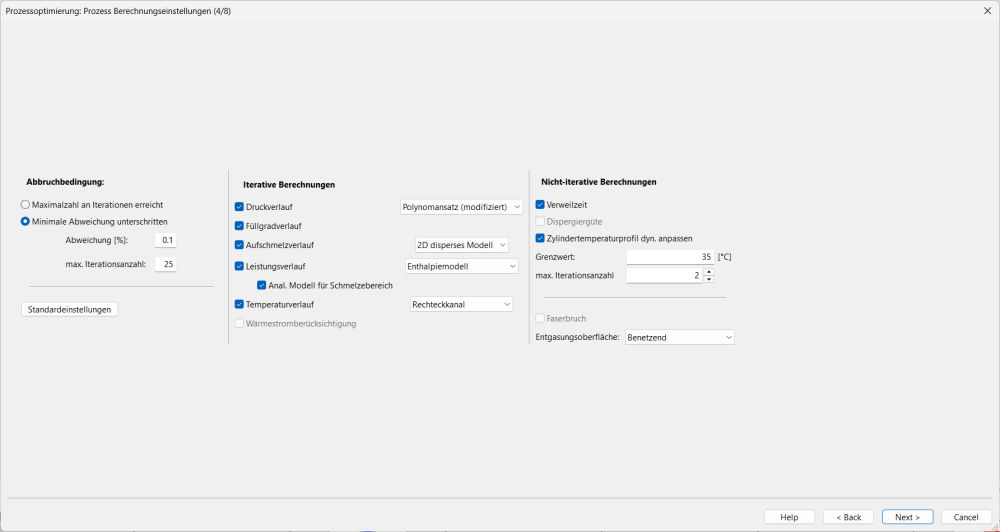 Prozessoptimierung – Prozess Berechnungseinstellungen (4/8) Prozessoptimierung – Prozess Berechnungseinstellungen (4/8)