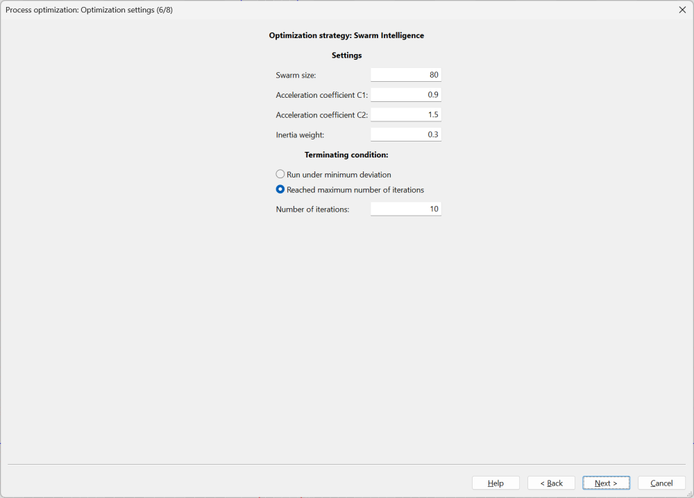 Process optimization – Optimization settings (6/8) Process optimization – Optimization settings (6/8)