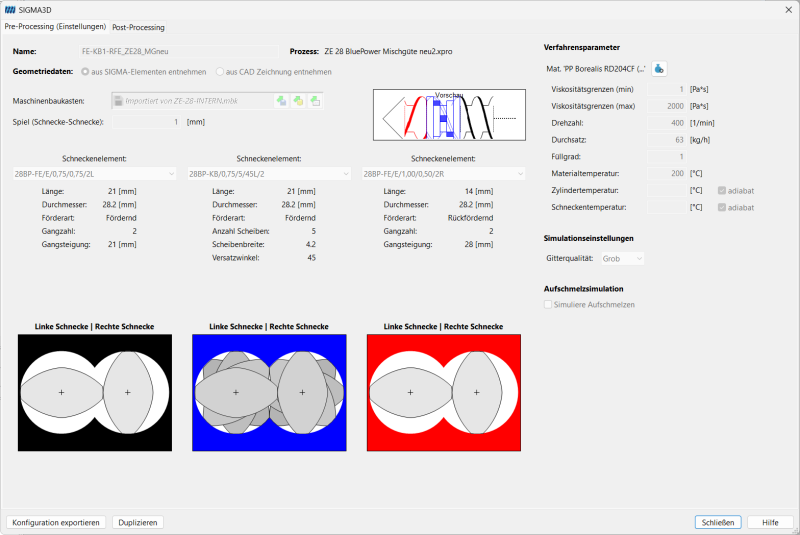 SIGMA3D-Konfigurationsdialog (Pre-Processing) SIGMA3D-Konfigurationsdialog (Pre-Processing)